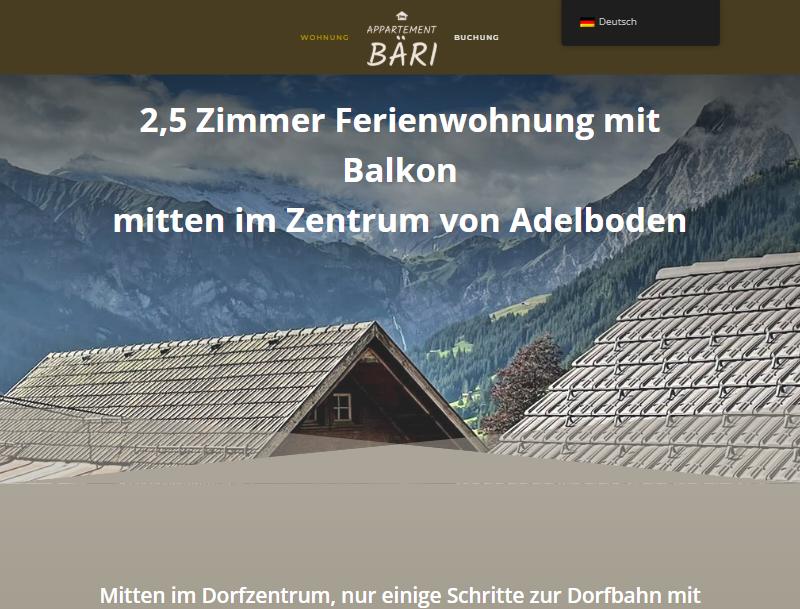 Startseite des Appartement Bäri in Adelboden